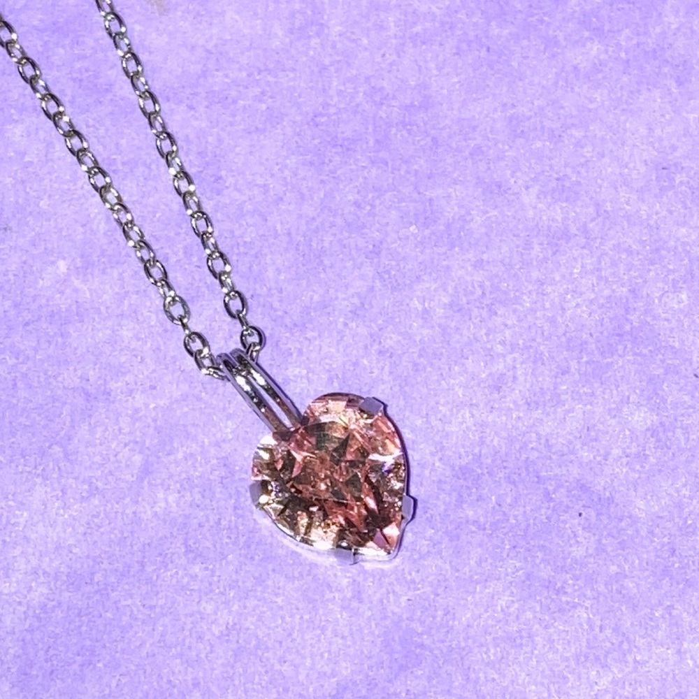 Vintage pink crystal heart Neaklace